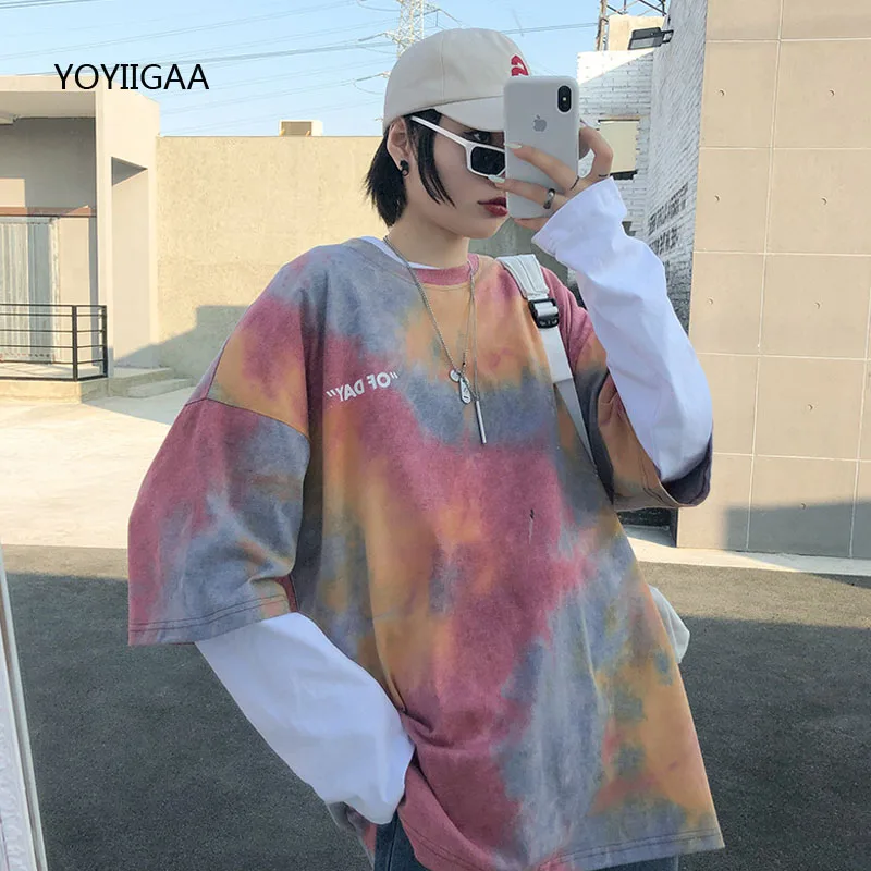 Tie Dye Women's T Shirt Summer Short Sleeve Female T-shirts Casual Tee Tops O-neck Loose Ladies Girls Tshirt Harajuku Women Tops