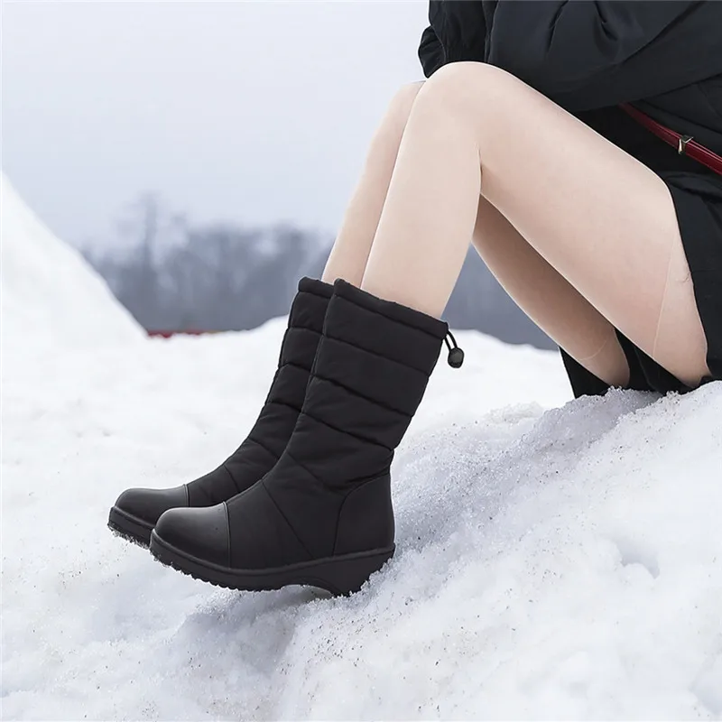 ASUMER/Большие размеры 35-44, новые зимние ботинки женская обувь на платформе с круглым носком теплая хлопковая обувь женские зимние ботинки до середины икры