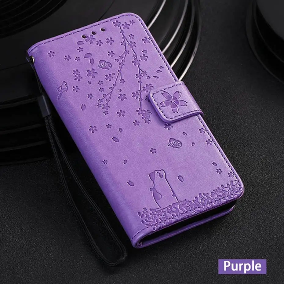 Брендированный флип-чехол из кожи для samsung Galaxy S10 e S8 S9 плюс A10 A20 A30 A40 A50 S A80 A70 M10 20 A6 A7 A8 бумажник чехол Capa - Цвет: Purple