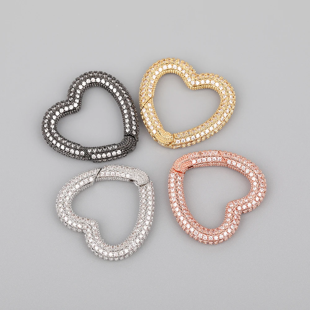 

5pcs/Lot 28mm Colorful CZ Micro Paved Heart Shape Screw Clasps Lock Clasps Lock Connector Clasps For Bracelet Necklace Making