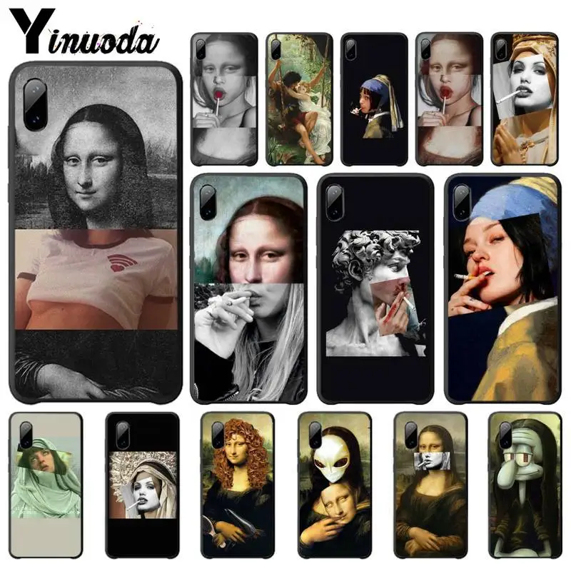 Mona Lisa чехол для телефона с художественным рисунком Роскошный Iphone Se2 7 8 Plus X Xs Max Xr 11