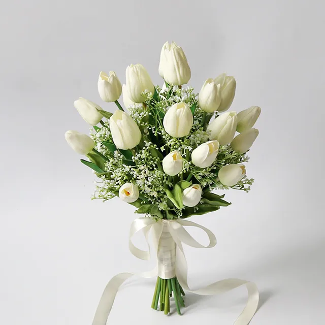 Buquê de tulipas branco, mais novo design para noiva, flores artificiais em  toque real, buquê de mão de noiva, artificial - AliExpress Casamentos e  Eventos