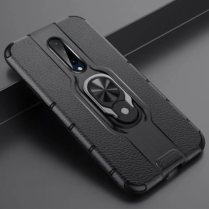 Для Oneplus 7 Pro Чехол с магнитным кольцом на палец задняя крышка противоударный чехол-бампер для телефона для Oneplus 7 One Plus 7 Pro Oneplus7 - Цвет: Черный
