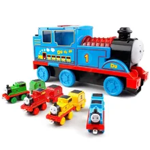 Vocal music pull back train alloy set track children inertia educational toys boys and girls glowing gifts