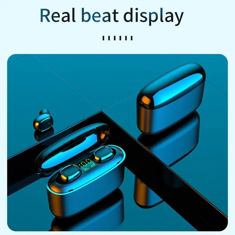 TWS Mini Bluetooth Headset Fingerprint Touch Ipx7 Waterproof Mini Earbuds with Digital Display Charging Case for Android IOS