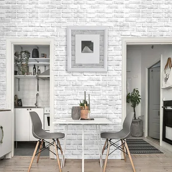 

Home Decor 3D wallpaper PVC White Brick Wall Stickers Paper Self-adhesive Kitchen Sticker Room Kitchen Wallpaper