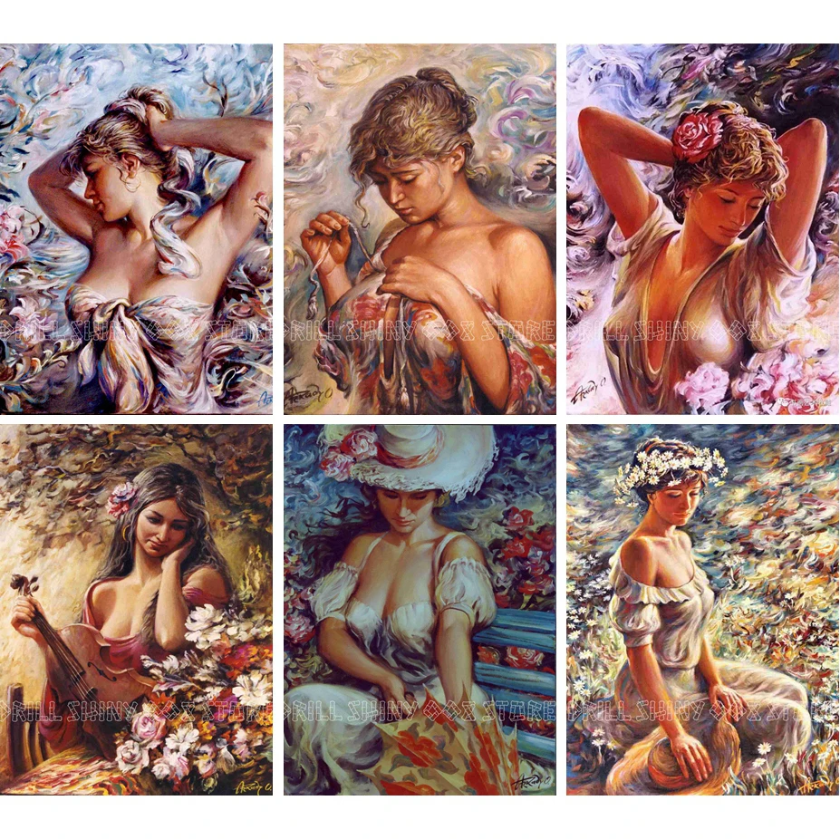 

5D diy diamond painting Classical beauty , woman and flowers embroidery mosaic Full drill craft cross stitch kit Home decor Gift