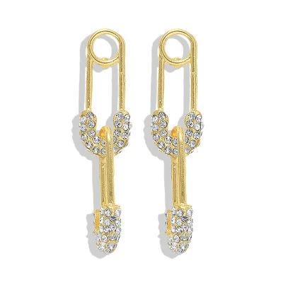 Unique Design Imitation Pearl Paperclip Safety Pins Stud Earring shape brooch Women Girls DIY craft Decor Accessories 1Pair - Цвет: 7