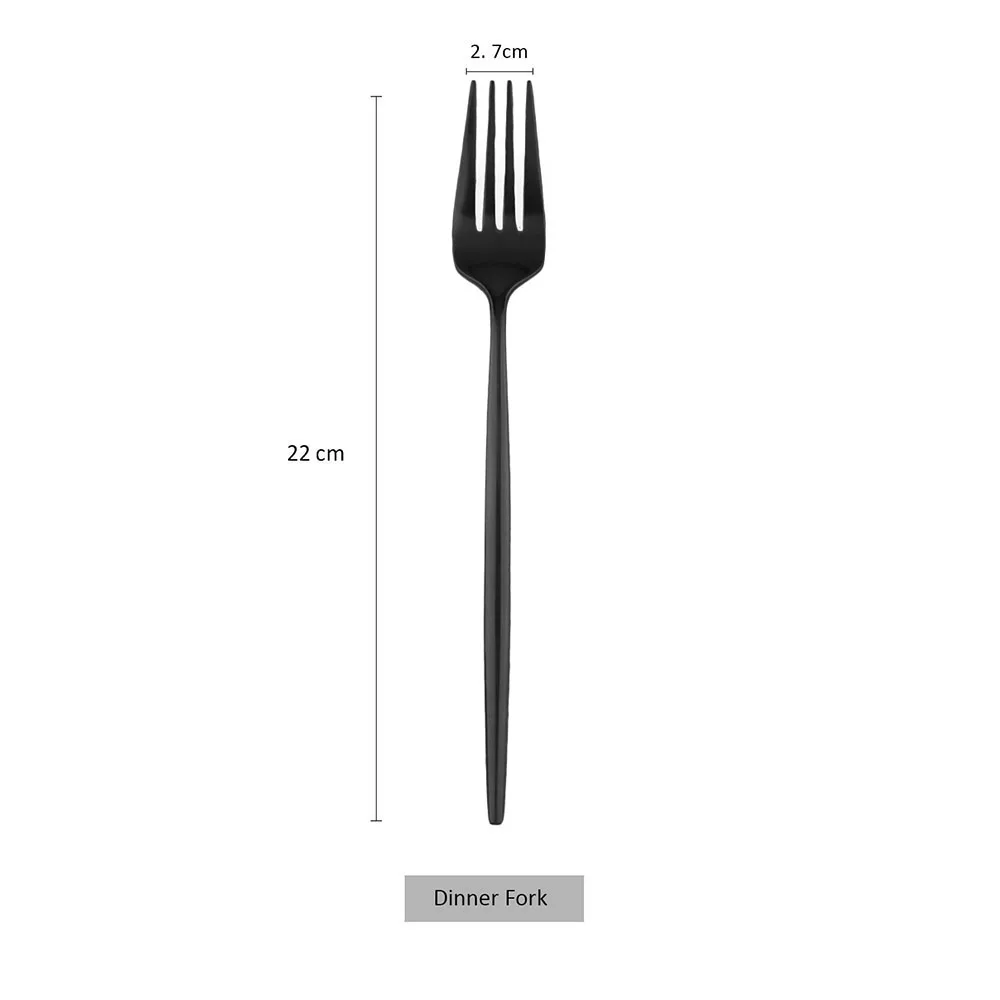 1Pcs Black Fork Mirror Black Cutlery Set Stainless Steel Flatware Set Kitchen Silverware Steak Tableware Dinnerware Spoon Fork Knife Teaspoon - Цвет: 1Pcs Black Fork