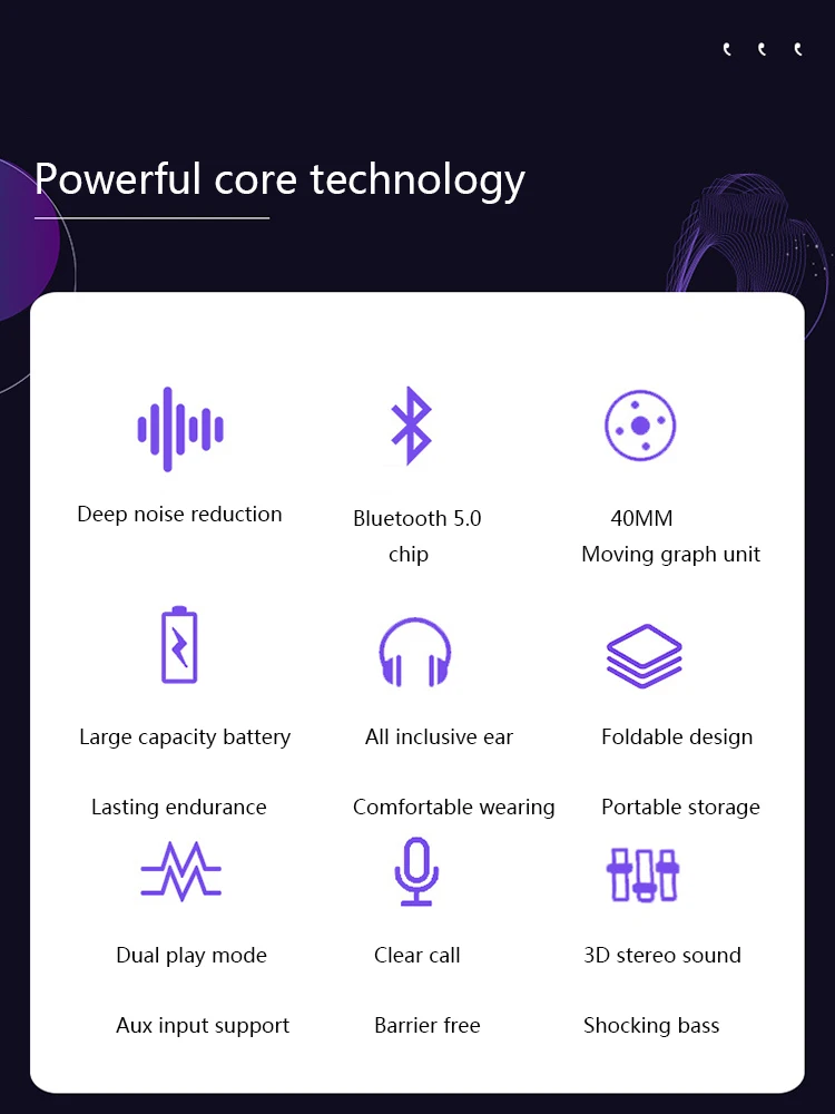 E98 Беспроводные наушники с шумоподавлением, Bluetooth, 30 часов воспроизведения, Bluetooth гарнитура с супер Hi-Fi глубокими басами