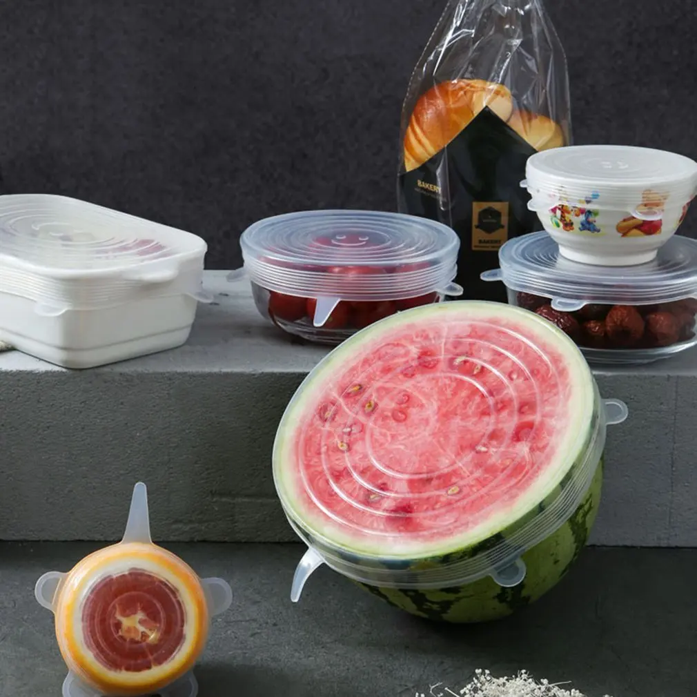 6 шт Силиконовая крышка для свежих продуктов для кухни многофункциональная пластиковая пленка для фруктов и овощей силиконовая крышка для чаши