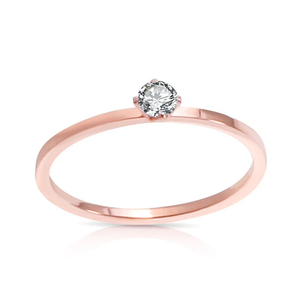 Женское кольцо из титановой стали инкрустированное прозрачным белым кольцом