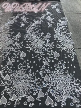 

White Nigerian Lace Fabric with Sequins African French Net Lace Fabric Latest Embroidered Tulle Mesh Lace Fabric
