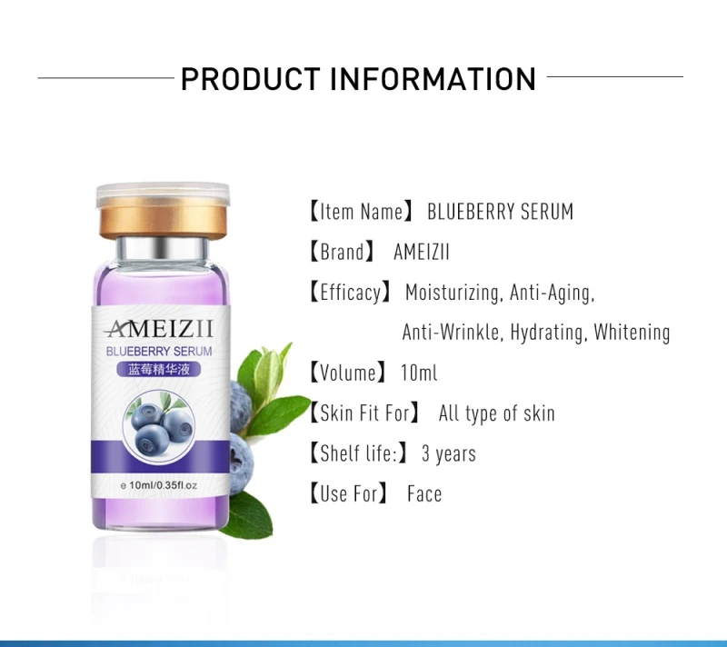 Blueberry Essence Lasting Moisturizing Facial Serum Pure Hyaluronic Acid Whitening Repair Firming Skin Serum TSLM1