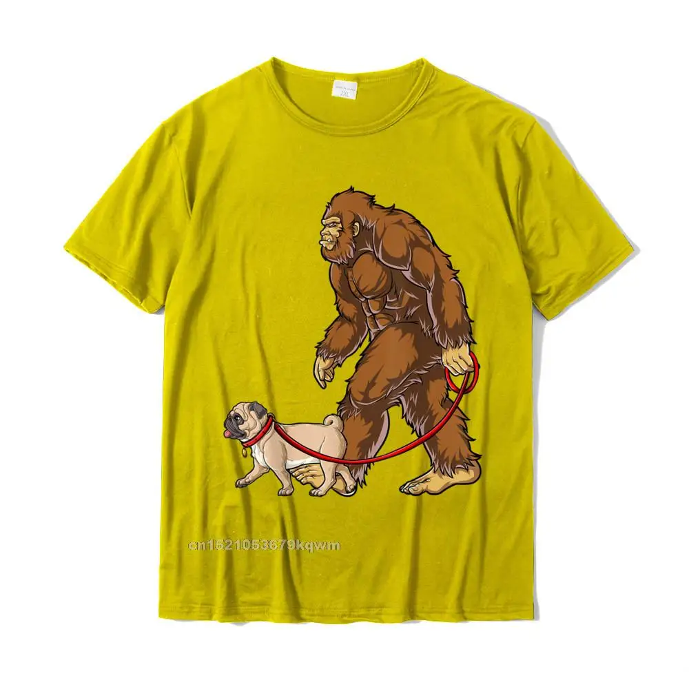 Summer 100% Cotton Fabric Mens Short Sleeve Tees Casual Summer Fall Tshirts comfortable T-Shirt Prevailing Round Collar Bigfoot Dog Walk Pug T shirt Sasquatch Kids Boys Men Women T-Shirt__4503 yellow