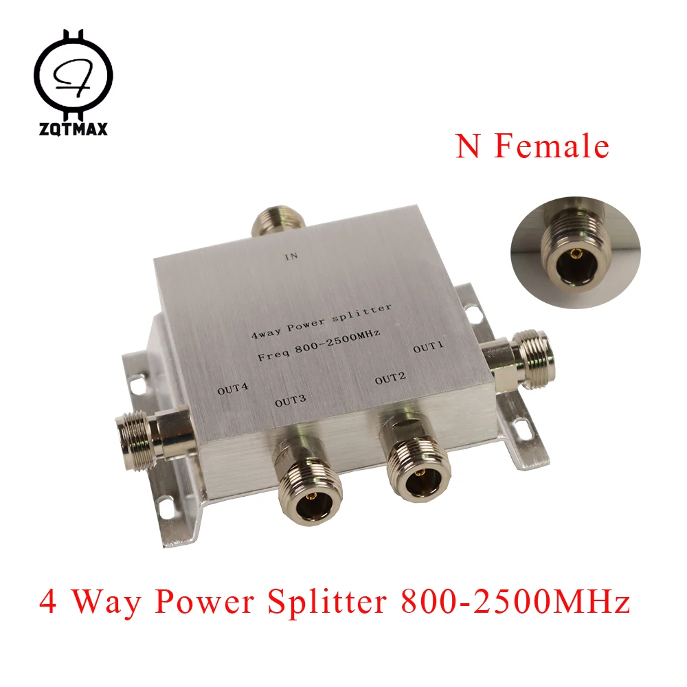 ZQTMAX 4 способ разветвитель питания 800-2500 МГц делитель N female для GSM CDMA Wcdma 2G усилитель сигнала и рация