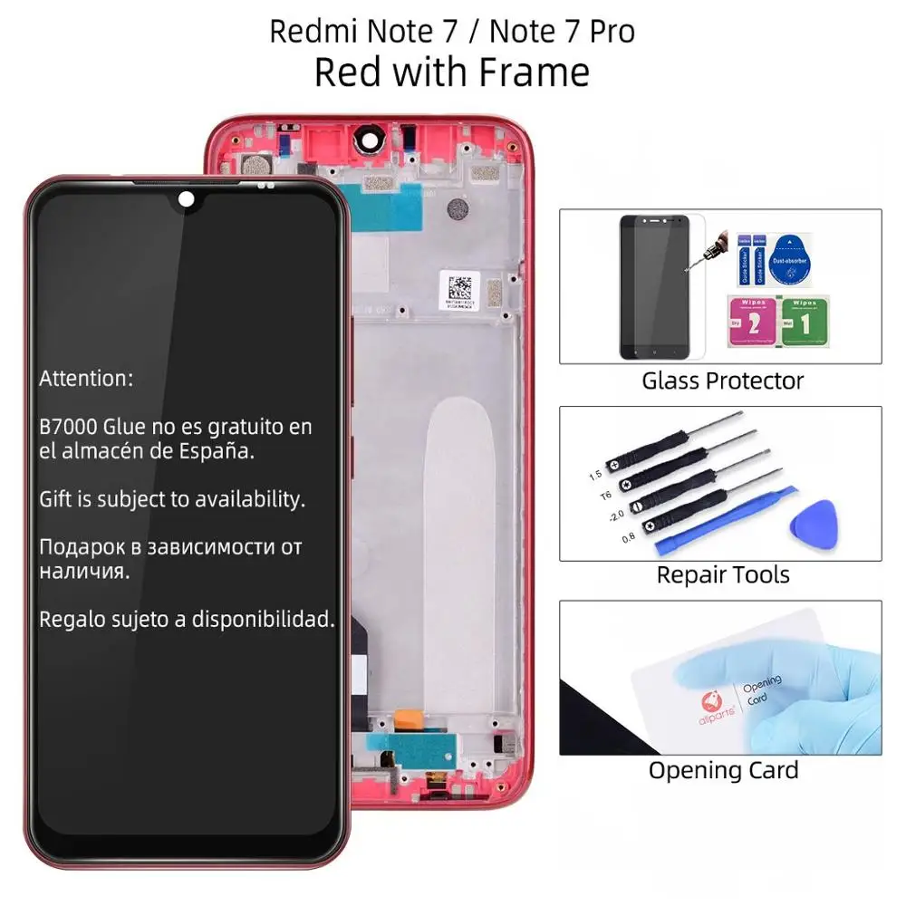 ЖК-дисплей для Xiaomi Redmi Note 7, ЖК-дисплей 10, сенсорный экран для Redmi Note 7, ЖК-дисплей 7 Pro с рамкой, запчасти в сборе - Цвет: Red with Frame