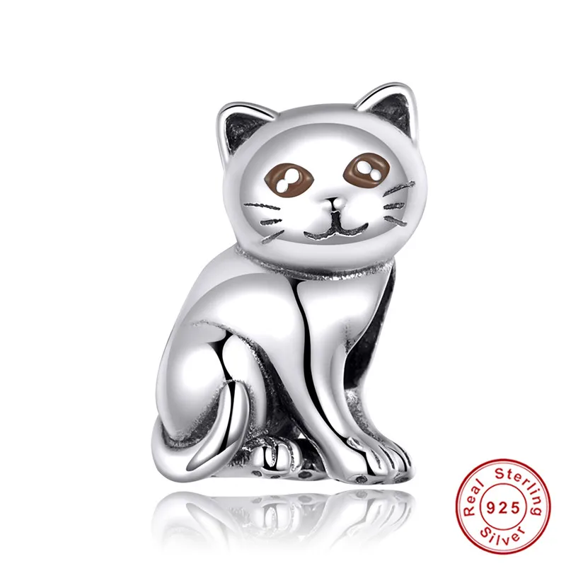 Fit Pandora браслет серебро 925 CZ луна Кот бусины собаки S925 лиса кролик обезьяна коала Медведь Подвески-талисманы с домашними животными для изготовления ювелирных изделий - Окраска металла: as1305-3