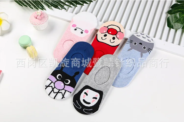 Носки с принтом «Tonari no Totoro», Anpanman Baikinman, No Face man, снеговик, милые забавные носки из хлопка для мужчин и женщин, Хаяо Миядзаки