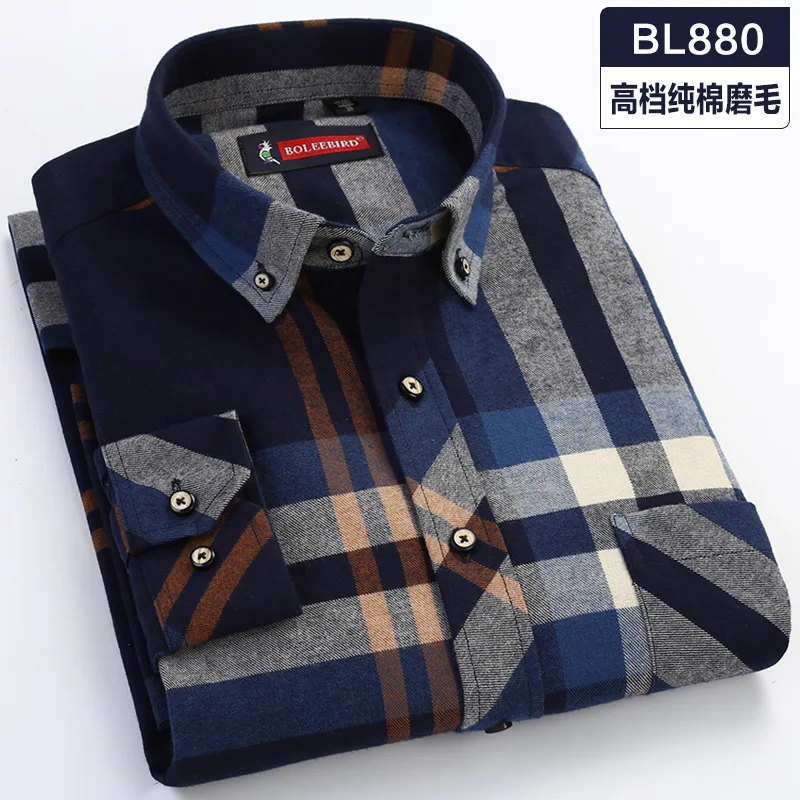BL880 Большие размеры 8XL 7XL 6XL 5XL хлопок, клетчатая рубашка, мужские рубашки, повседневная приталенная рубашка с длинным рукавом, Мужская одежда, рубашки, уличная одежда - Цвет: BL880