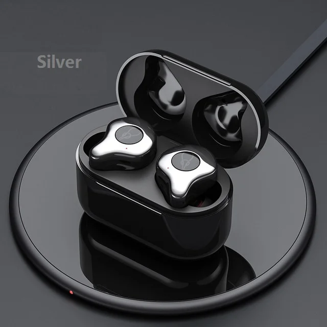 Серебристый Sabbat E12 ультра беспроводные Bluetooth наушники HiFI монитор шум в ухо Спортивная гарнитура беспроводная зарядная коробка PK X12 - Цвет: Серебристый
