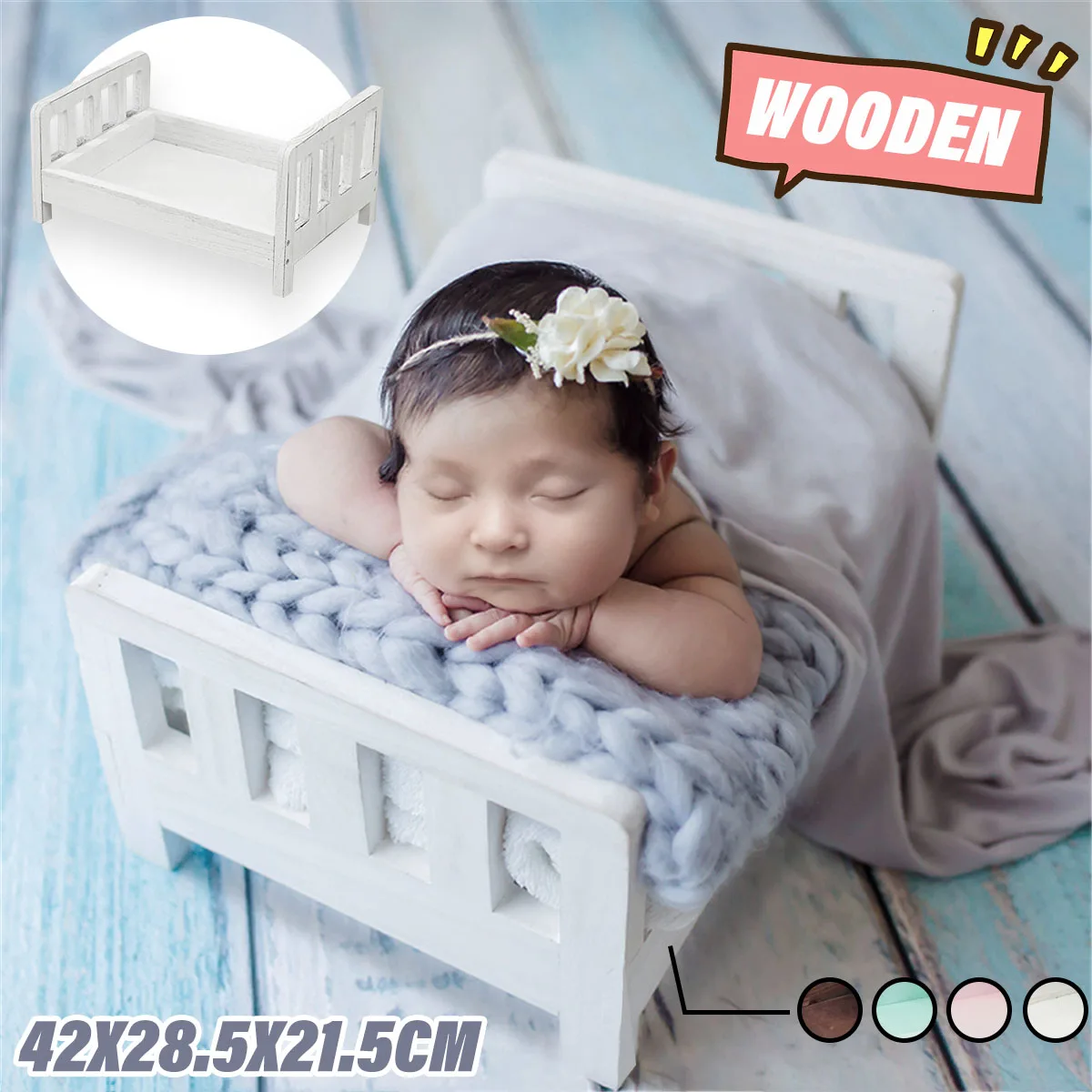 NewbornPropsforPhotographyWoodBedNewbornPosingBabyPhotography