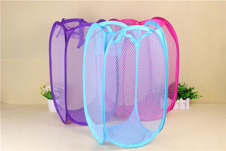 

Mesh Foldable Storage Basket Mesh Washing Basket Storage Basket Box For Toy Dirty Clothes Breathable Storage