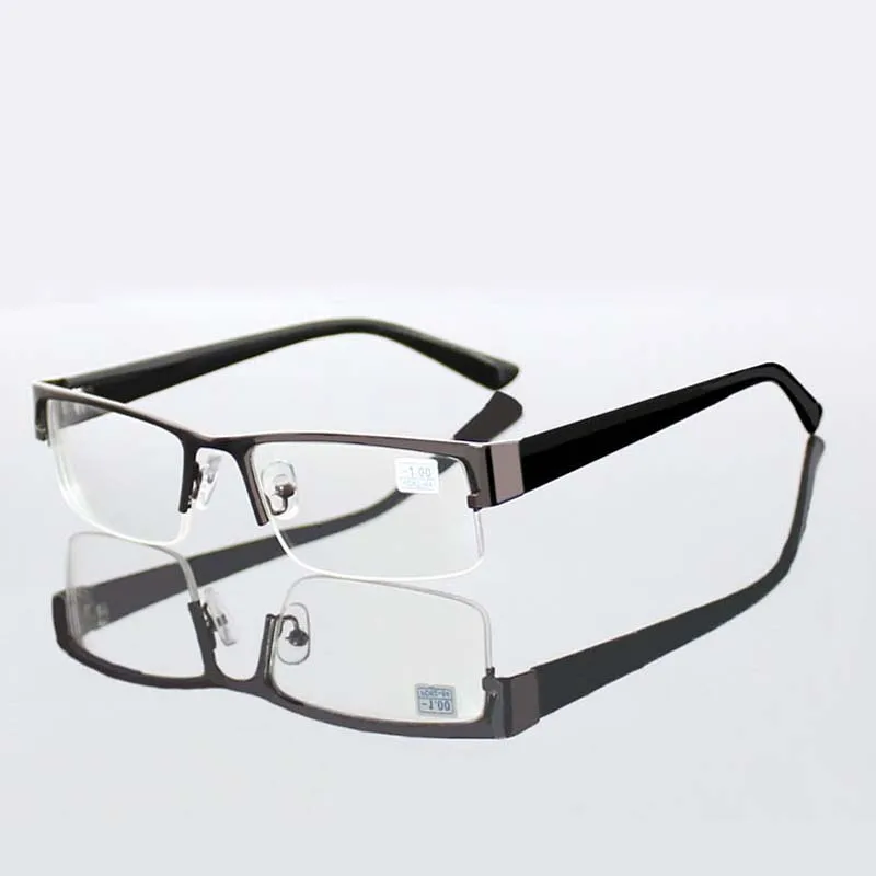 Myopia Glasses Optical Glasses Eyeglasses Frames Eyeglass Frames Square Eyeglasses Stainless Myopia Glasses Men Eyeglasses Women Half Metal Spectacles Eyeglass-0.5-1.0-1.5-2.0-2.5-3.0-3.5-4.0