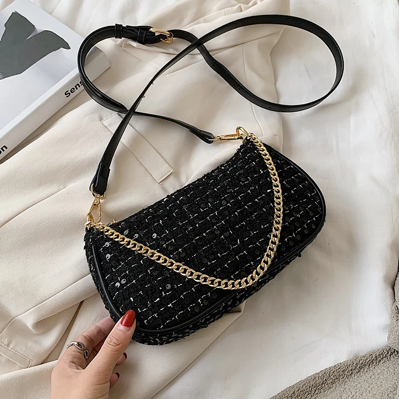 

Small PU Leather Crossbody Bags For Women 2020 Winter Tend Branded Elegant Shoulder Handbags Female Travel Chain Bag