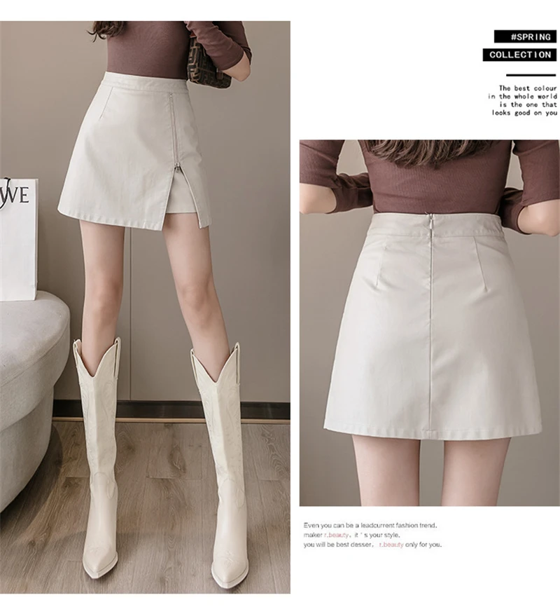 Black PU Leather Shorts Skirt Young Women Autumn Winter Sexy Pants Skirt High Waist A-line Faux Leather Mini Skirts RXHBSQ678 skirt and top