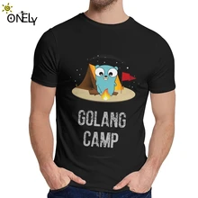 Мужская футболка Golang Gopher Мягкий Топ вокруг шеи Винтажная Футболка