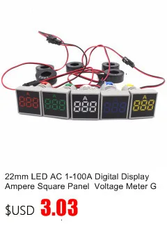 22 мм светодиодный AC 1-100A цифровой дисплей Ампер квадратная панель измеритель напряжения Индикатор сигнальная лампа лодка предупреждающие огни вольтметр