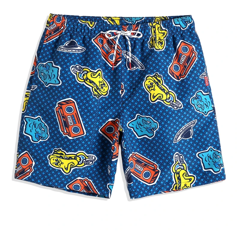 Summer Sexy Grid Bathing suit Swimsuit hawaiian bermudas joggers printed Board shorts Quick dry surfing Briefs mesh