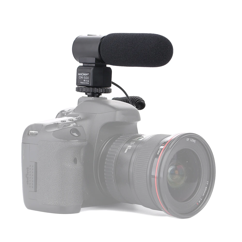 K&F CONCEPT CM-500 Metal Cardioid Directional Condenser Video Microphone Interview Mic for DSLR Camera Camcorder