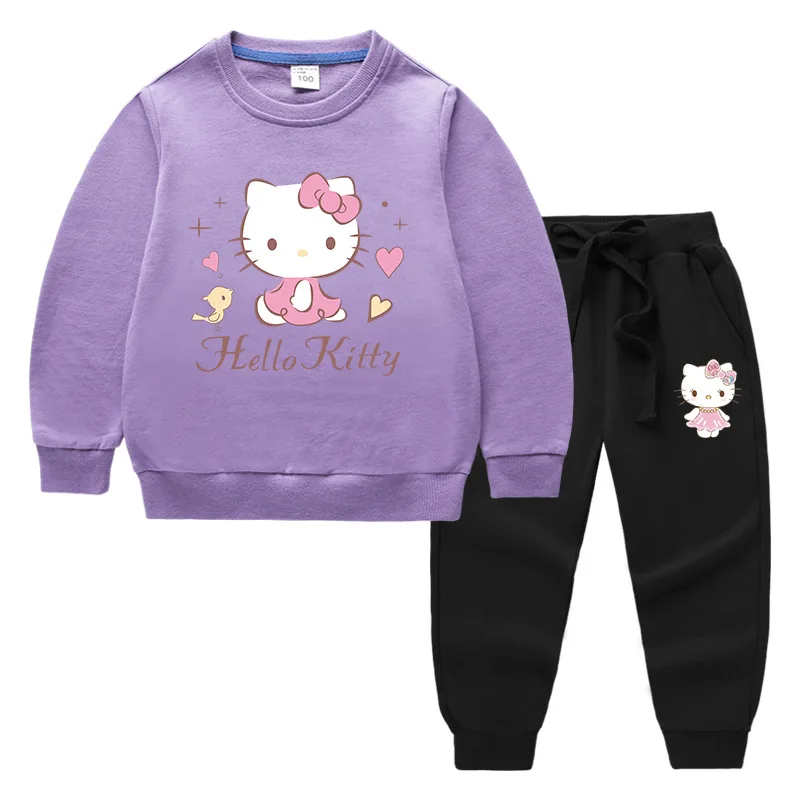 thumbnail image 1 of Conjunto de Sudadera con capucha de cuello redondo de Hello Kitty, nueva ropa para niños, pantalones de manga larga con bonitos dibujos, traje de algodón para bebé de dos piezas, 1 of 5