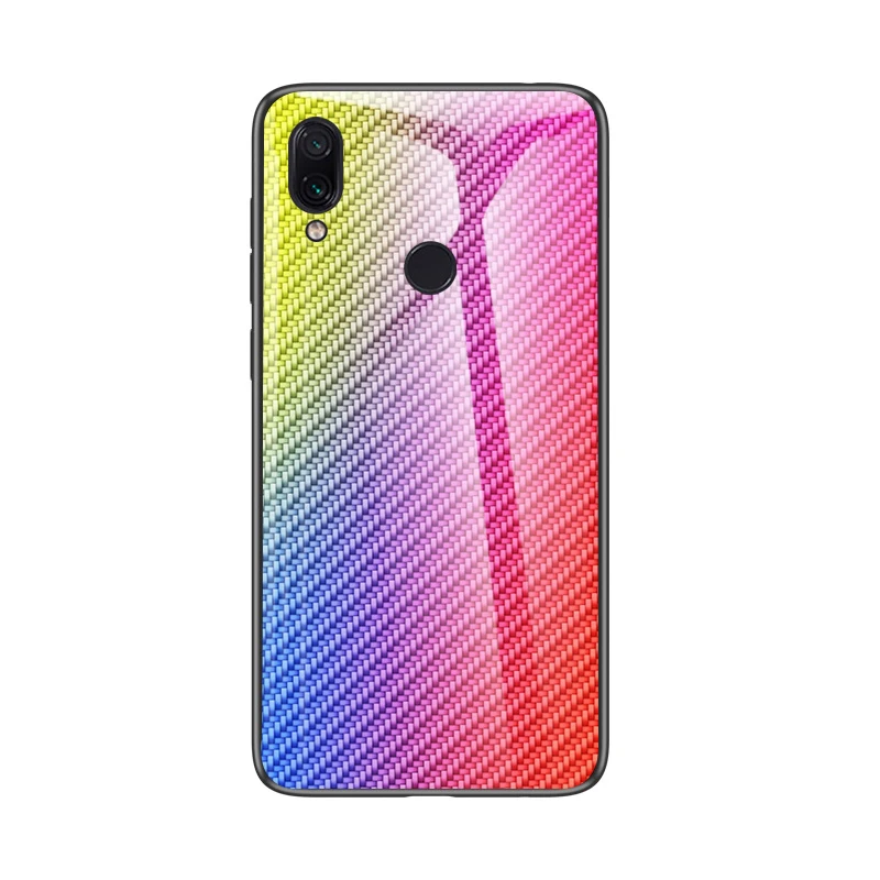 colorful Для xiaomi Redmi note 7 Чехол из углеродного волокна закаленное стекло резиновый чехол для xiaomi Redmi note 7 Pro чехол s Coque Funda чехлы - Цвет: colorful