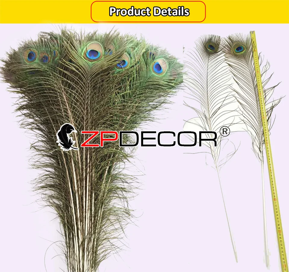 Zpdecor 80-90 см натуральный цвет Перья павлина для рукоделия