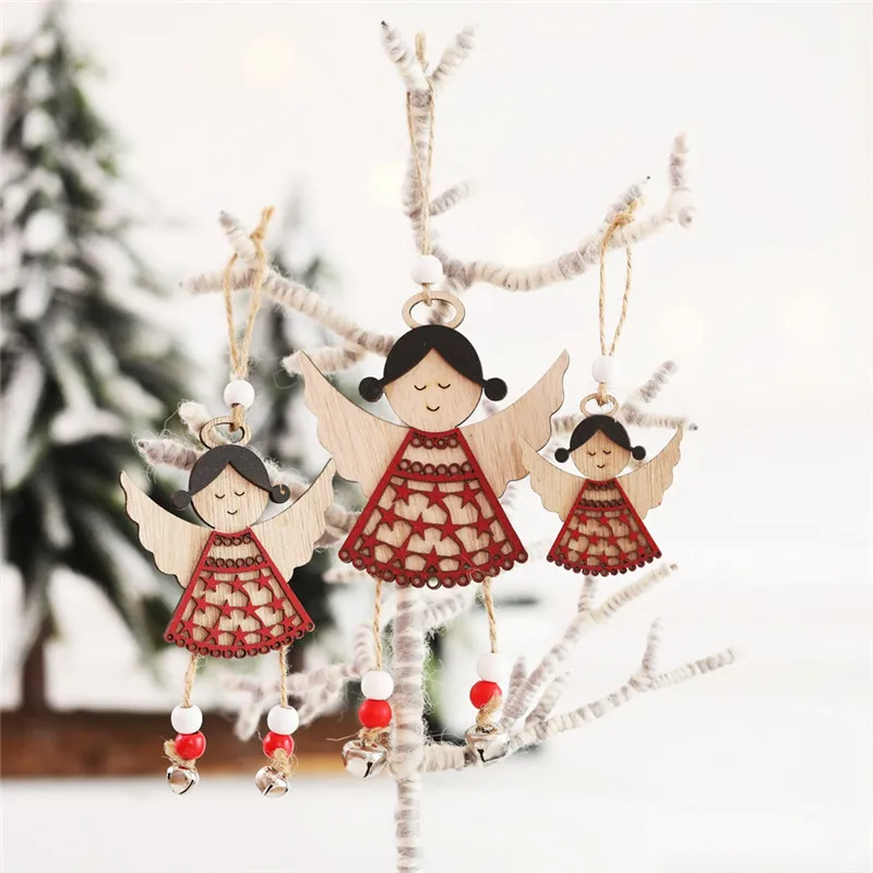 Рождественские украшения, скандинавские полуполые деревянные висячие колокольчики для рождественской елки, рождественские украшения для дома, 1 комплект