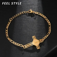 Религиозный браслет с крестом Иисуса Сан Бенито, мужской браслет из нержавеющей стали, кубинская цепочка, браслеты для молитвы, ювелирные изделия
