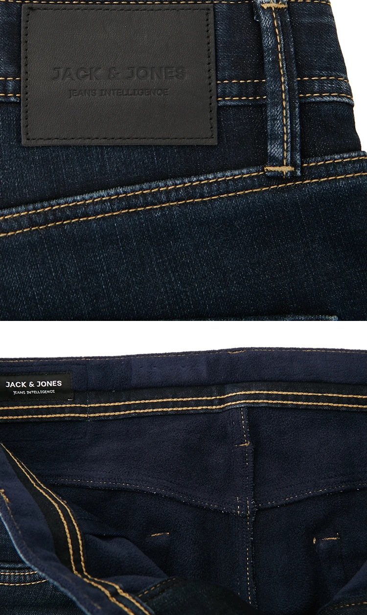 JackJones мужские зимние хлопковые Стрейчевые джинсы, теплые джинсовые штаны, мужская одежда 219332587