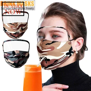 

Adult Fashion Outdoor Face Protective Face Mask with Eyes Shield And Hole for Straw face shield Masque Face Mask Mascarillas