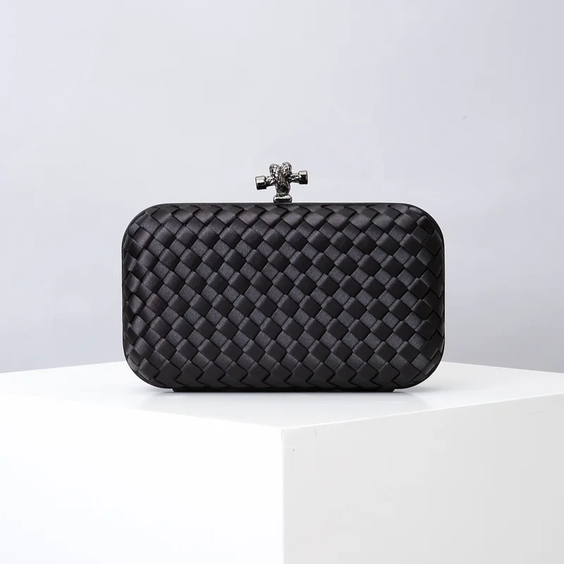 Medium Black Повседневная трикотажная женская сумка-клатч ins, модная женская сумка ручной работы для свадебной вечеринки в европейском и американском стиле, брендовая Дизайнерская обувь ярких цветов - Цвет: Medium Black