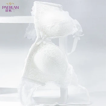 

PAERLAN Thin Cups Sexy Floral Lace Bra 3/4 Cup Wireless Small Breasts Push Up Comfortable Seamless Underwear For Women