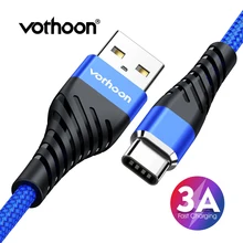 Vothoon 3A Fast Charging Type C USB Cable For Samsung S10 Xiaomi Redmi Note 7 Type C Mobile Phone Charging Wire Cord USB C Cable