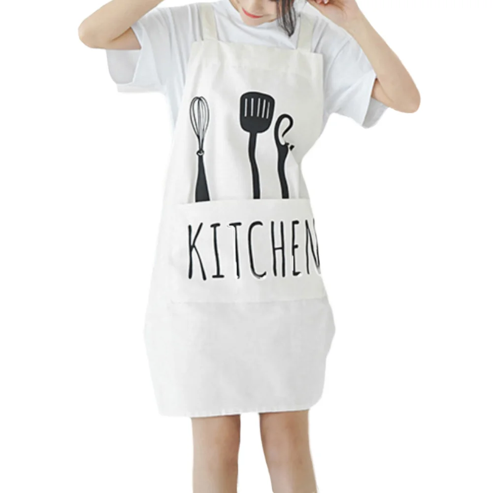 Spoon Letter Printed Sleeveless Overall Home Kitchen Cooking Baking Apron