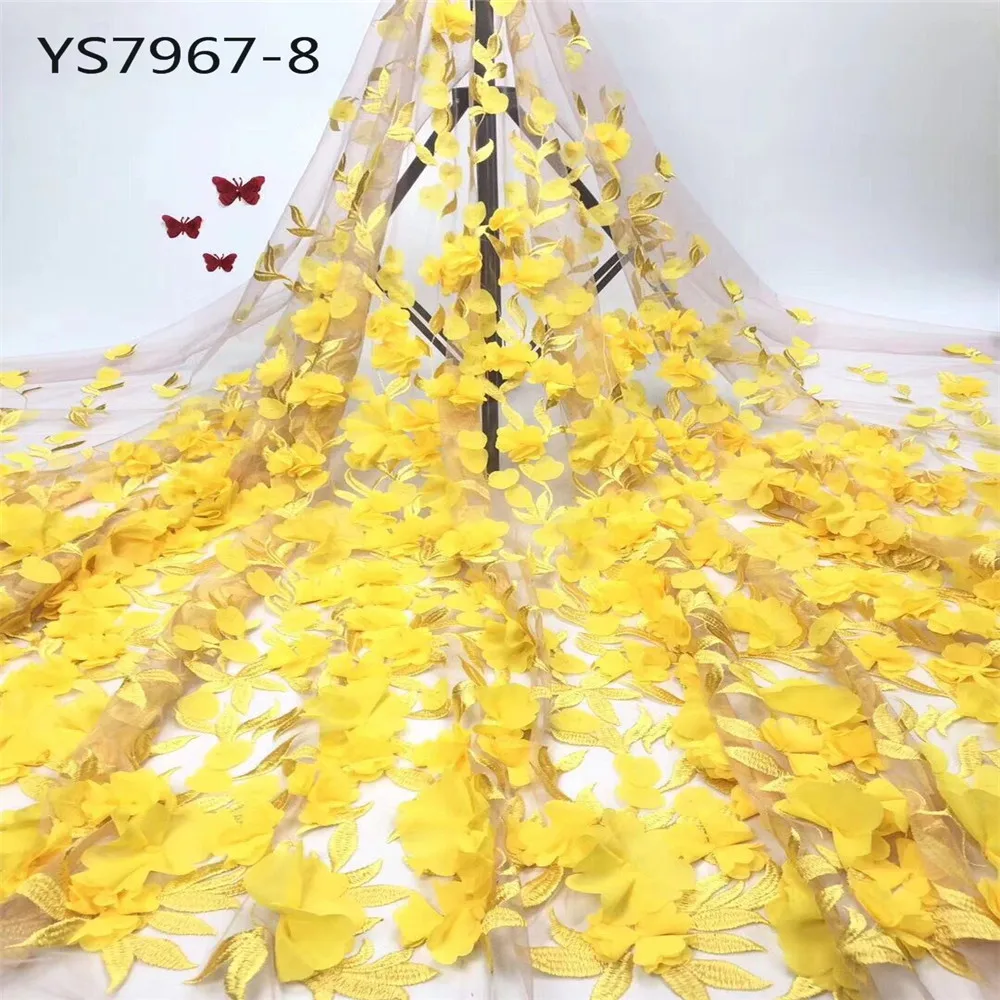 Заводская цена Красивая вышивка маленькие цветы 3D дизайн Дубай кружевная ткань для платья - Цвет: 8