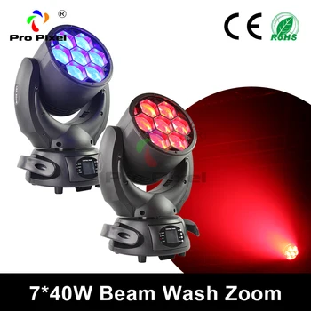 

2pcs 7X40W Beam wash Zoom Moving Head Light RGBW Stage Light LED Beam Wash lights with DMX 512 for Family Party Dj Lighting