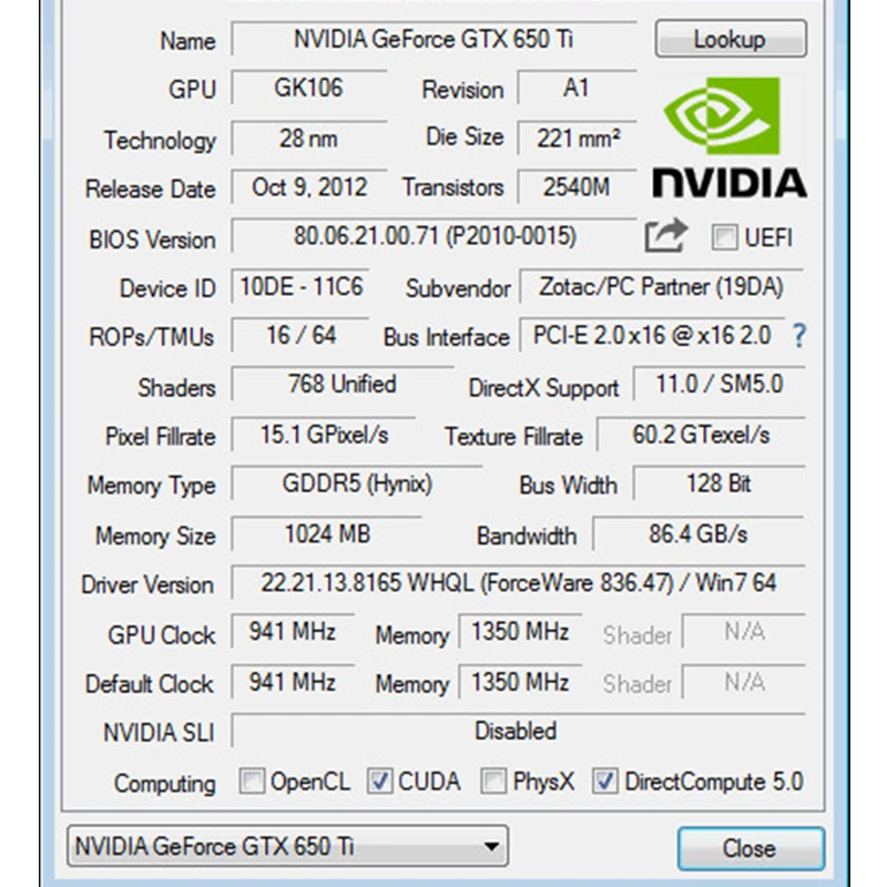 Видеокарта ZOTAC GeForce GTX650Ti 1GD5 128 бит 1 ГБ GDDR5 графические карты для nVIDIA оригинальная