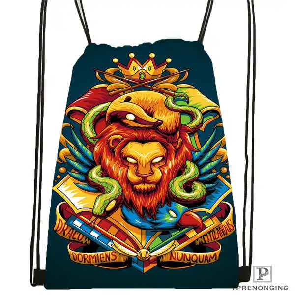 Drawstring Backpack Custom Hufflepuff-Гарри-Поттер-походная сумка на шнурке милый рюкзак для детей(черная спинка) 31x40 см#2018612-01-(12 - Цвет: Drawstring Backpack