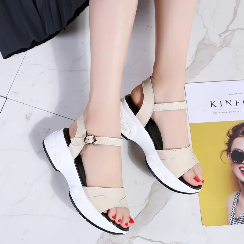 

2019 New Style Summer Korean-style Sandals Women's Anti-slip Straight-line Buckle Versatile Students WOMEN'S Shoes Fashion Sanda